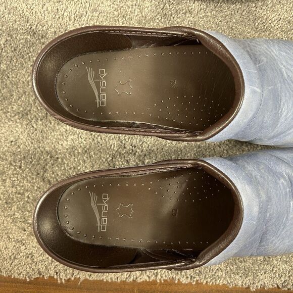 Dansko Professional Women’s Sz 42 Blue Leather Nursing Healthcare Clogs Used - Picture 10 of 11